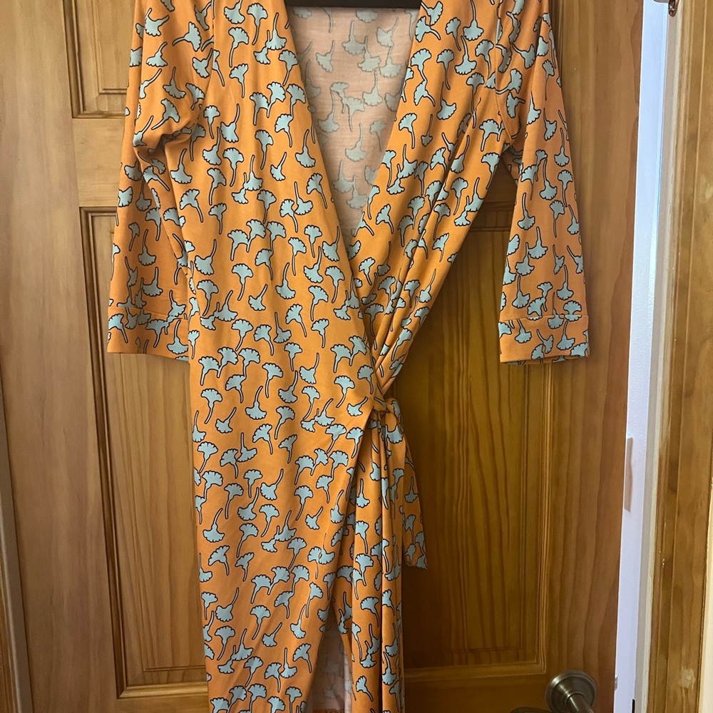 Diane Von Furstenberg Orange and Blue Wrap Dress